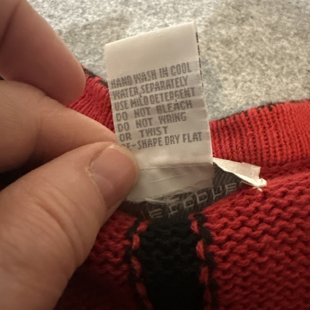 Vtg 90s Christopher Banks Scottish Terrier Cardigan Med Red Black HandEmbroiderd - Picture 6 of 16